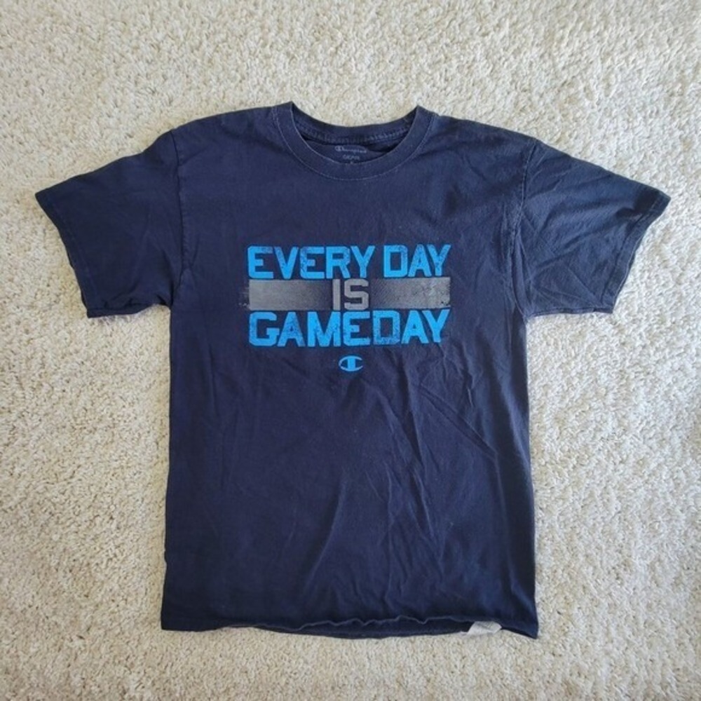 Champion Gear Mens Navy Blue Every Day Is Gameday Graphic T-Shirt Size M